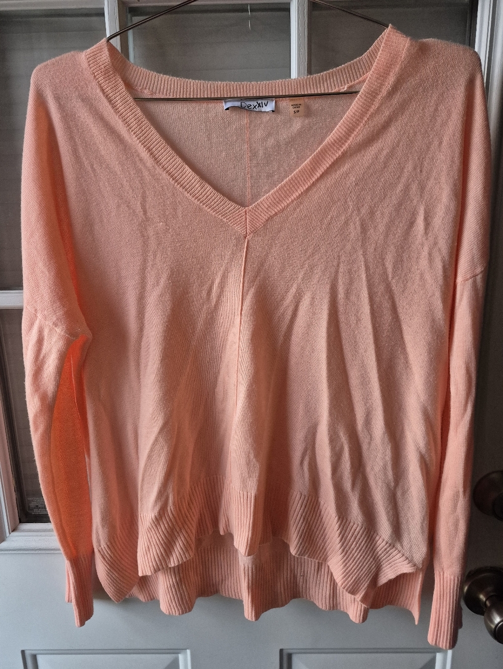 Dex Vibrant Peach V-Neck Sweater